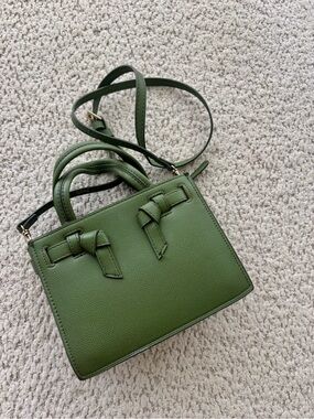 Zara Olive Green Mini Tote with Knot Detail